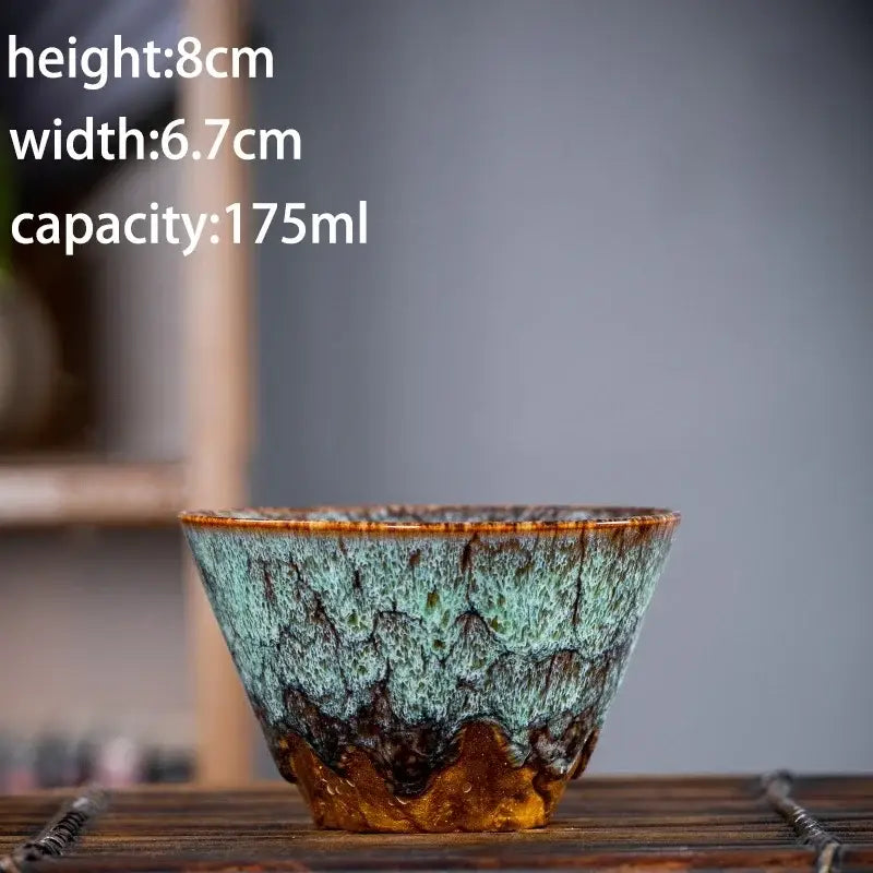 Handcrafted multicolored ceramic tea cup set dining room drinkware