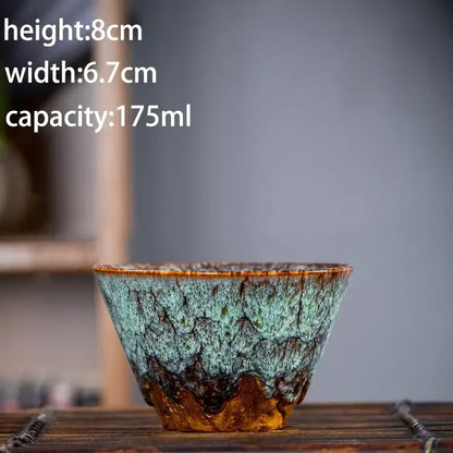 Handcrafted multicolored ceramic tea cup set dining room drinkware