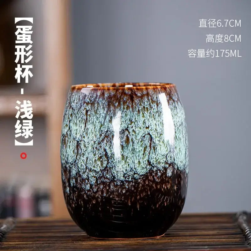 Handcrafted multicolored ceramic tea cup set dining room drinkware