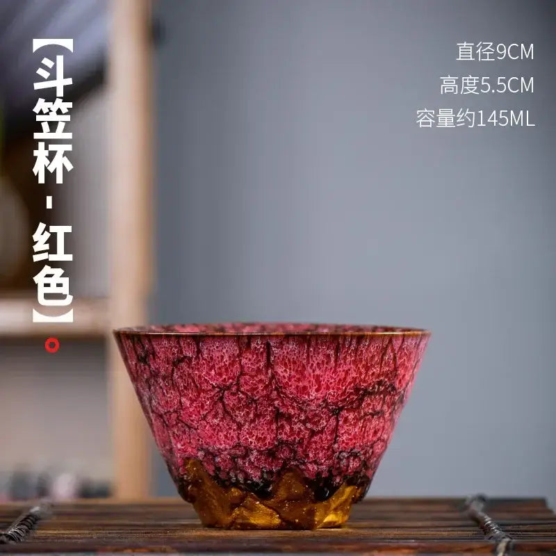 Handcrafted multicolored ceramic tea cup set dining room drinkware