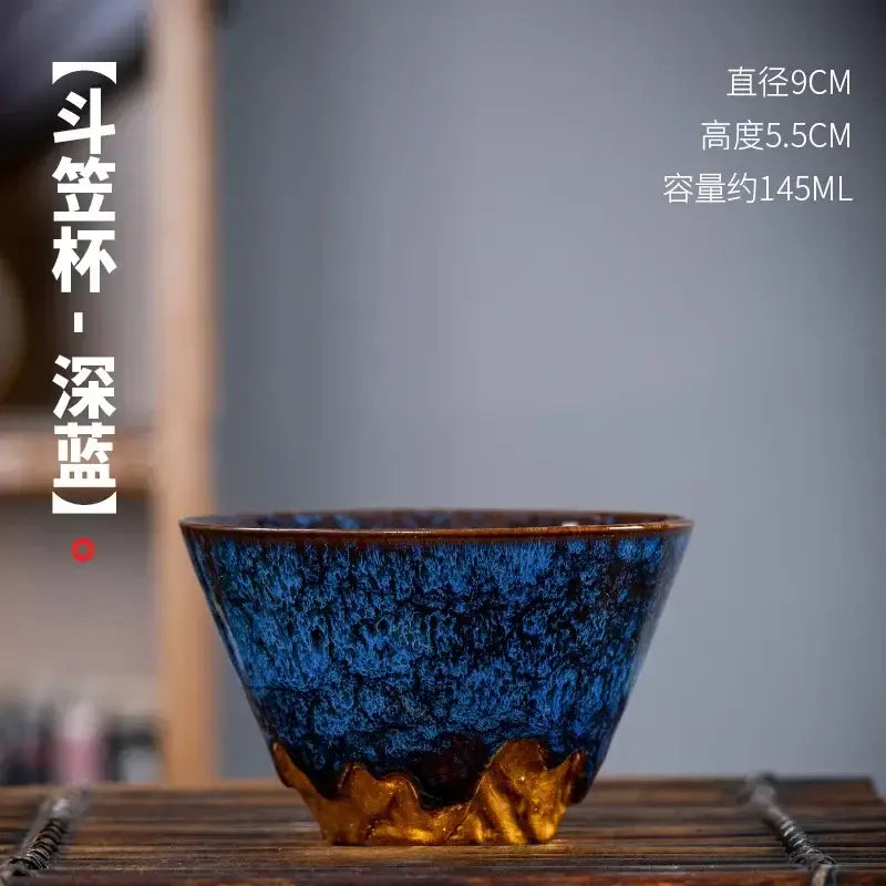Handcrafted multicolored ceramic tea cup set dining room drinkware