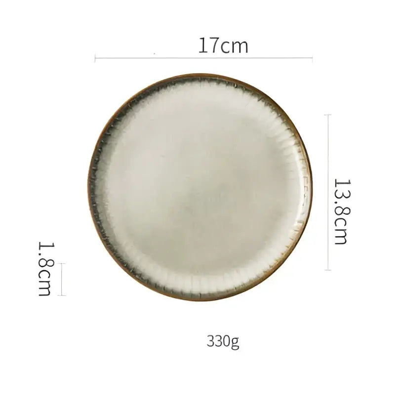 Handcrafted ridge sage & cream ceramic dessert plate dining room