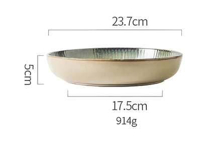 Handcrafted ridge sage & cream ceramic dessert plate dining room