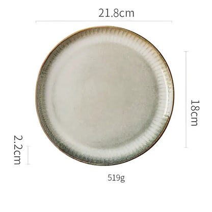 Handcrafted ridge sage & cream ceramic dessert plate dining room
