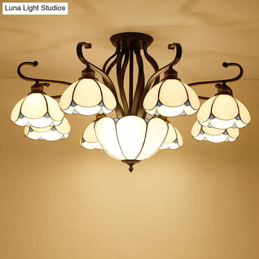 DecorBites™ Handcrafted Tiffany Glass Chandelier for Living Room Ceiling