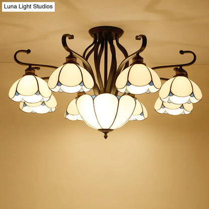 DecorBites™ Handcrafted Tiffany Glass Chandelier for Living Room Ceiling