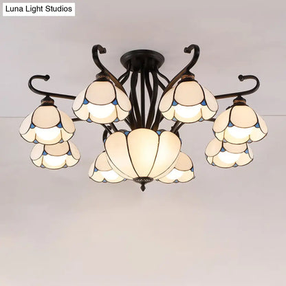 DecorBites™ Handcrafted Tiffany Glass Chandelier for Living Room Ceiling