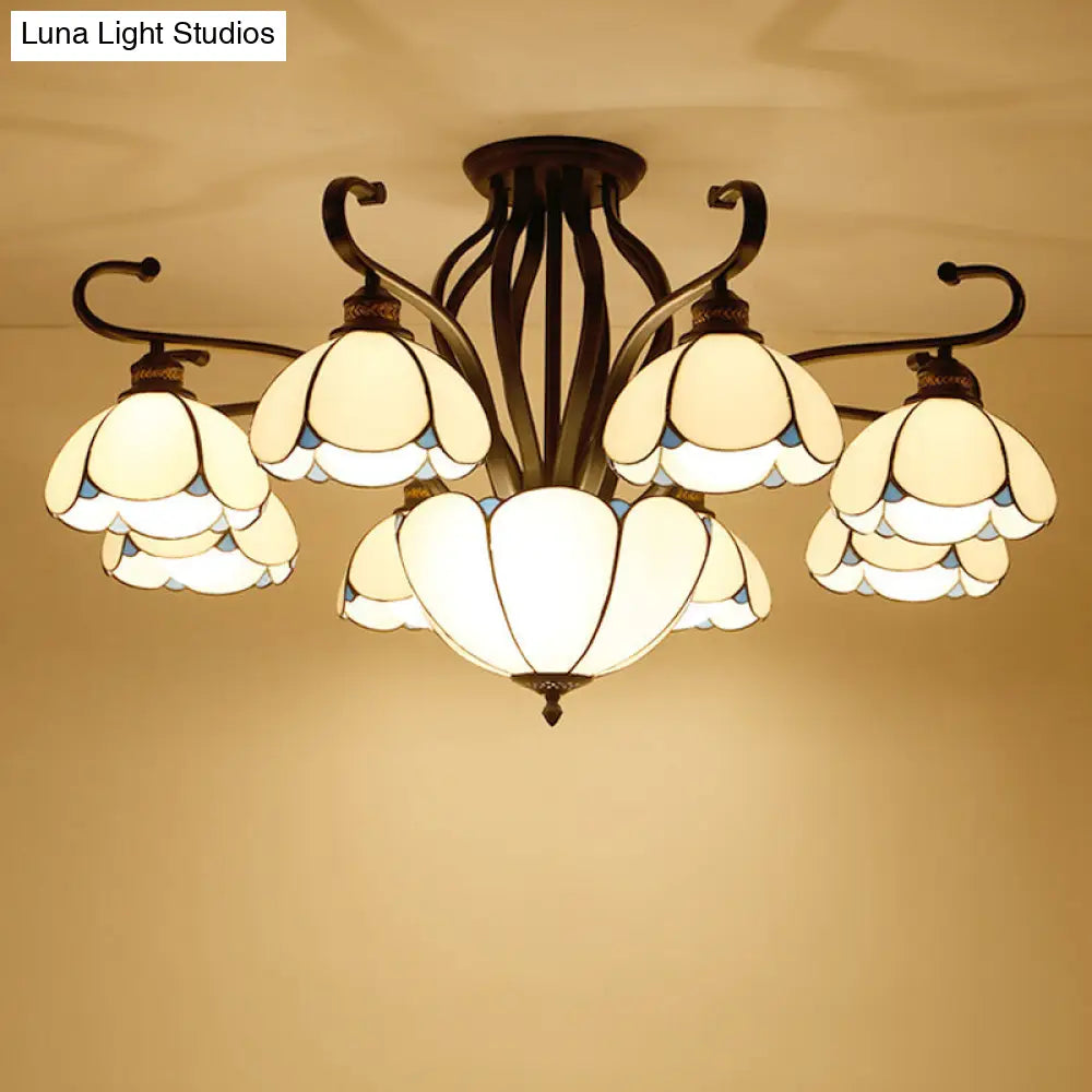 DecorBites™ Handcrafted Tiffany Glass Chandelier for Living Room Ceiling