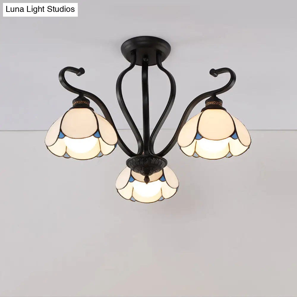 DecorBites™ Handcrafted Tiffany Glass Chandelier for Living Room Ceiling