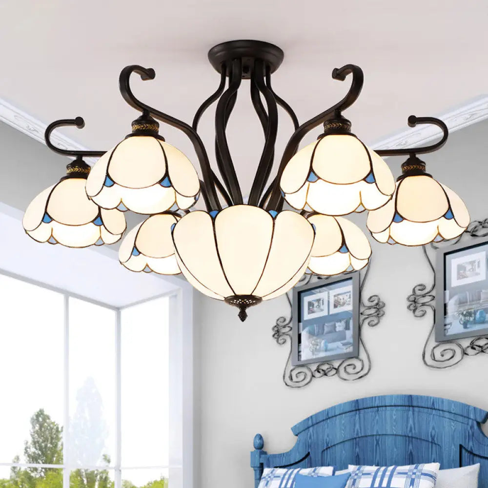 DecorBites™ Handcrafted Tiffany Glass Chandelier for Living Room Ceiling