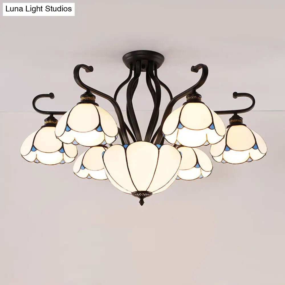 DecorBites™ Handcrafted Tiffany Glass Chandelier for Living Room Ceiling