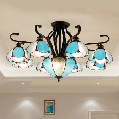 DecorBites™ Handcrafted Tiffany Glass Chandelier for Living Room Ceiling