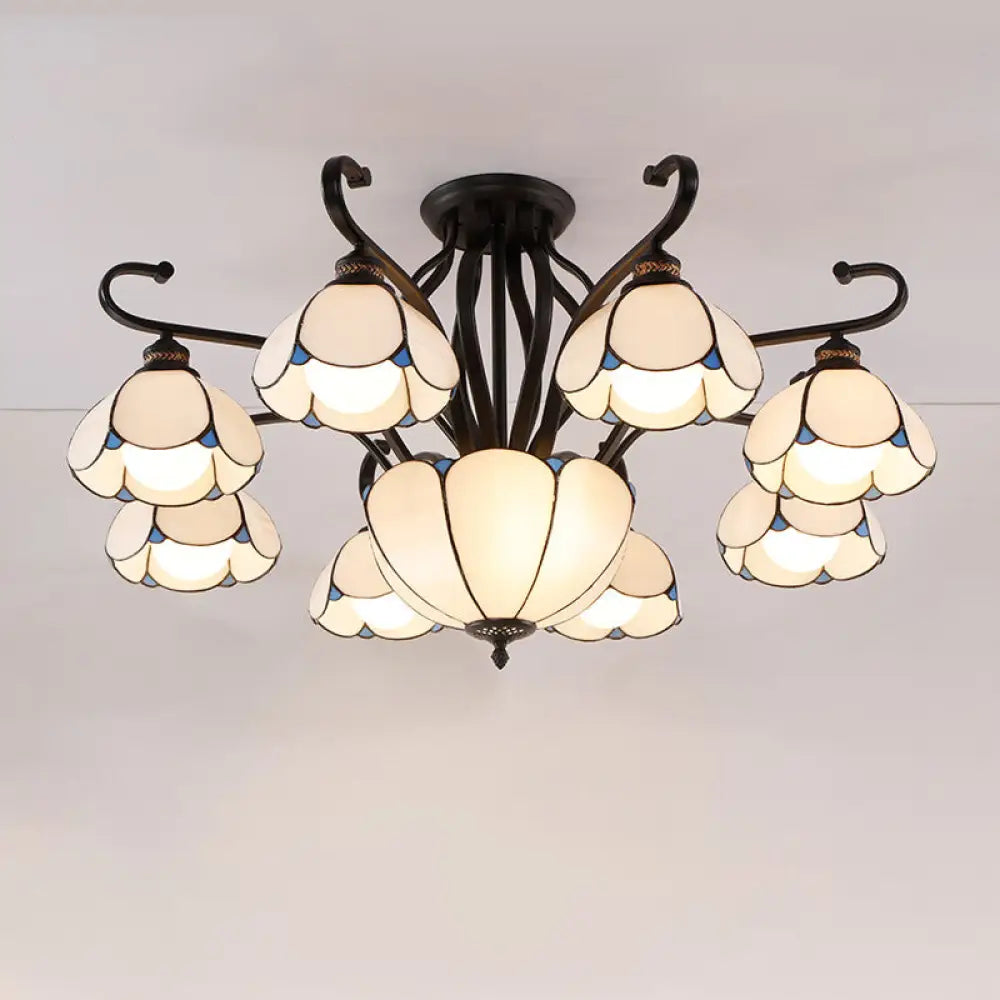 DecorBites™ Handcrafted Tiffany Glass Chandelier for Living Room Ceiling