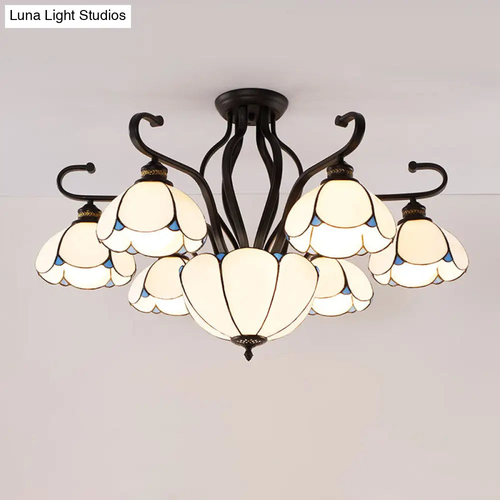 DecorBites™ Handcrafted Tiffany Glass Chandelier for Living Room Ceiling