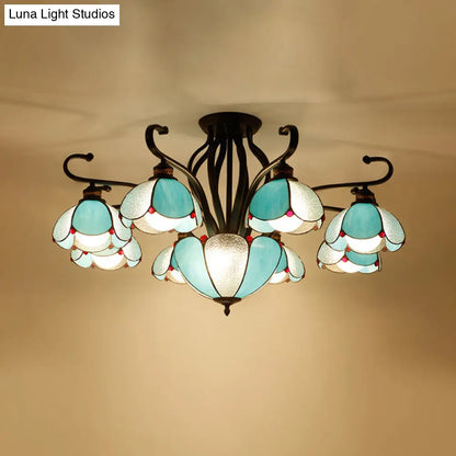 DecorBites™ Handcrafted Tiffany Glass Chandelier for Living Room Ceiling