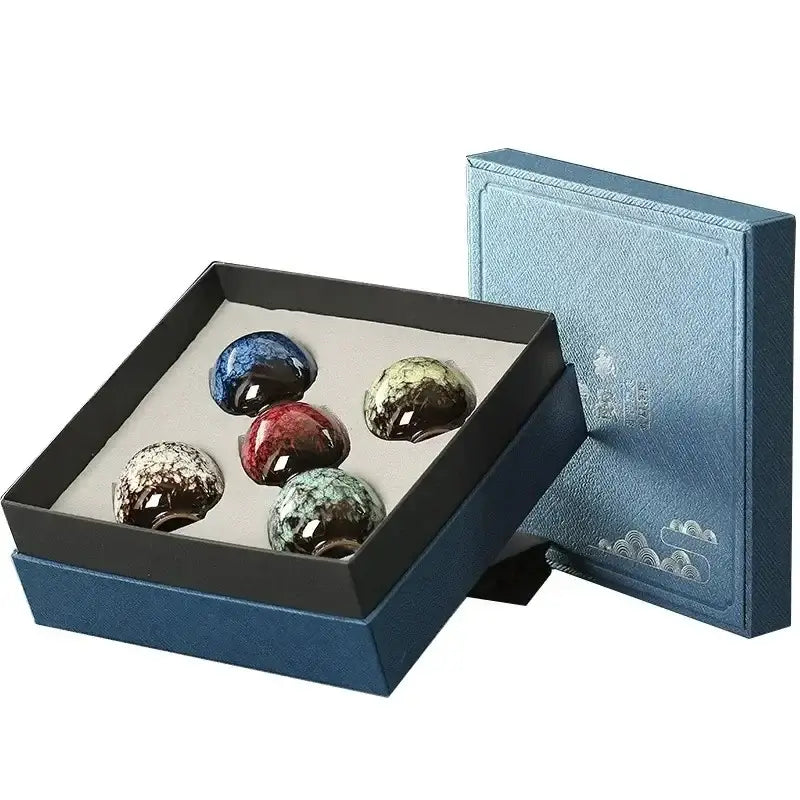 Handcrafted vibrant ceramic cups set – dining room gift box