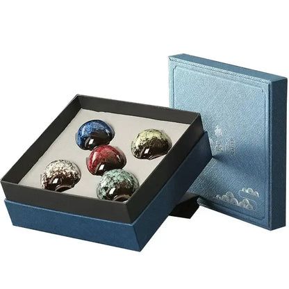 Handcrafted vibrant ceramic cups set – dining room gift box