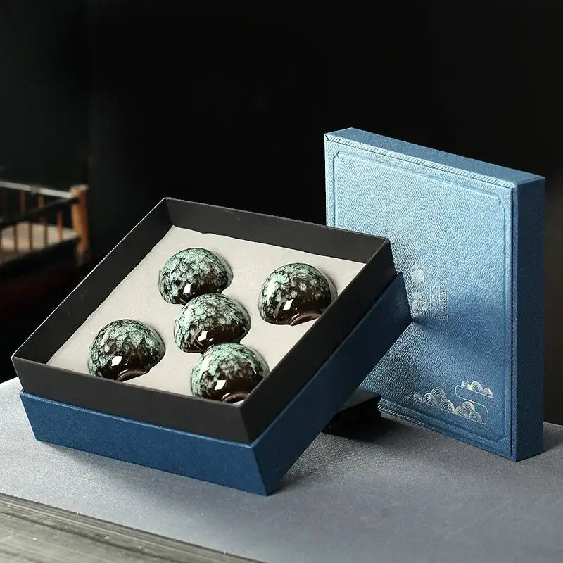 Handcrafted vibrant ceramic cups set – dining room gift box