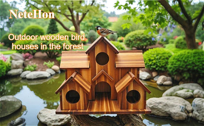DecorBites™ Handmade 6-Hole Hanging Bird House