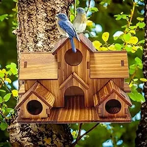 DecorBites™ Handmade 6-Hole Hanging Bird House