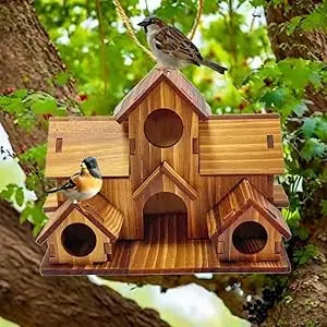 DecorBites™ Handmade 6-Hole Hanging Bird House