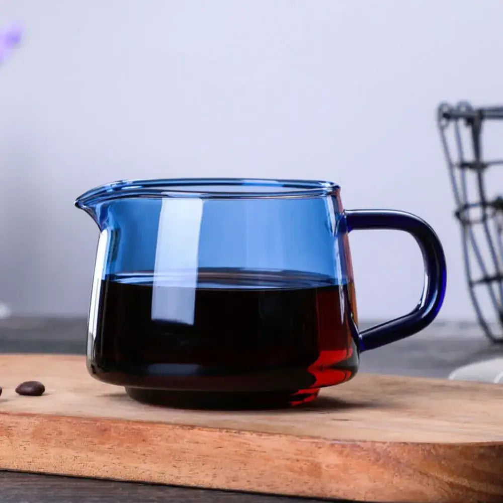 Handmade blue glass coffee sharing pot kitchen brewing server