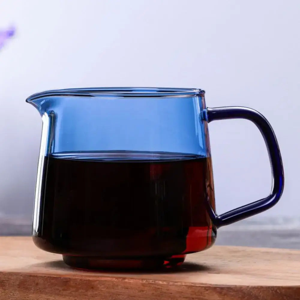 Handmade blue glass coffee sharing pot kitchen brewing server