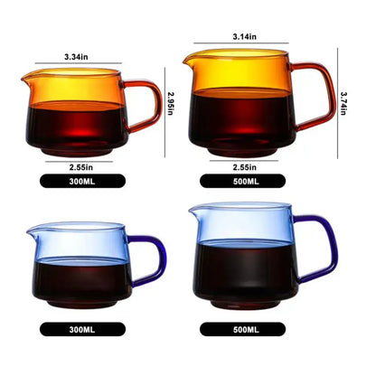 Handmade blue glass coffee sharing pot kitchen brewing server