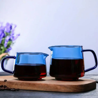 Handmade blue glass coffee sharing pot kitchen brewing server