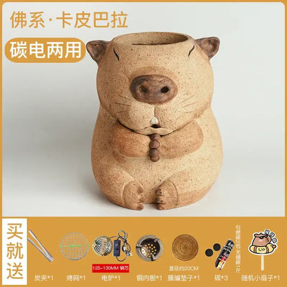 Handmade capybara carbon oven surrounding stove kitchen tea warmer
