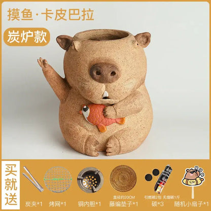 Handmade capybara carbon oven surrounding stove kitchen tea warmer