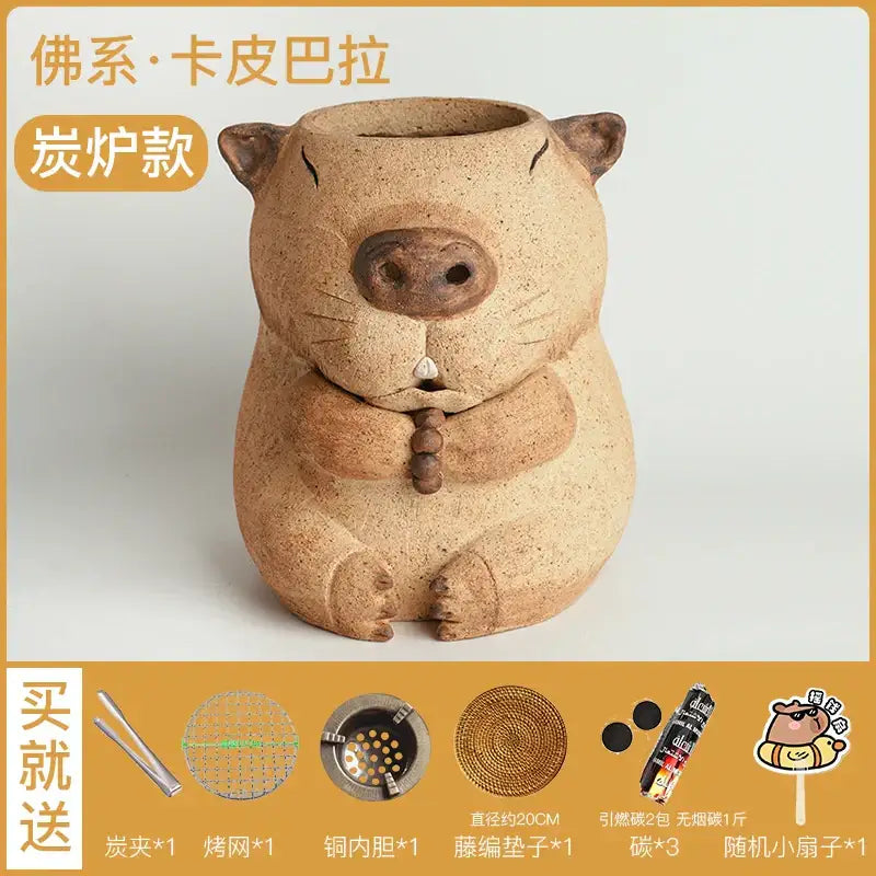 Handmade capybara carbon oven surrounding stove kitchen tea warmer