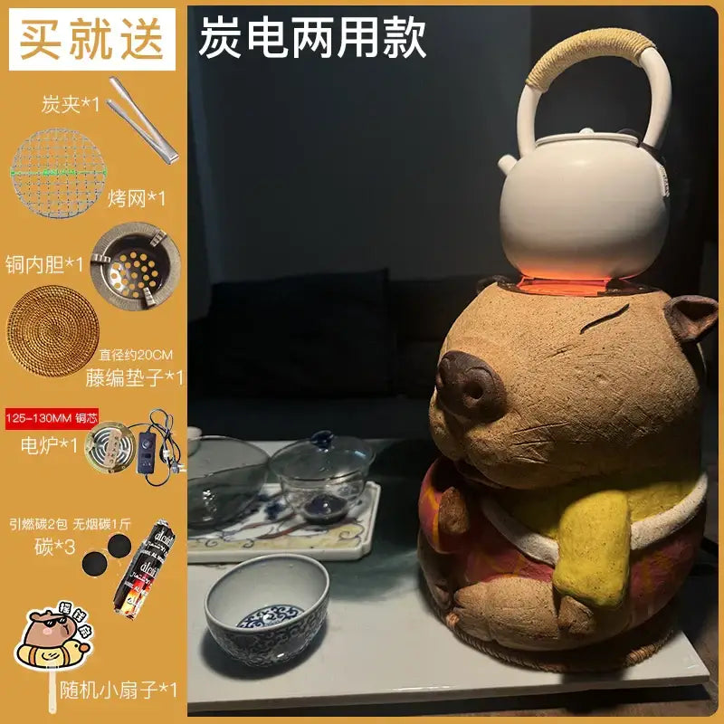 Handmade capybara carbon oven surrounding stove kitchen tea warmer