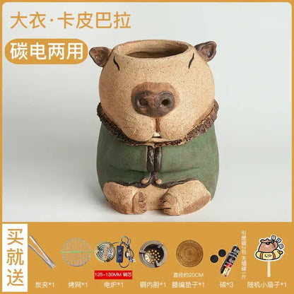 Handmade capybara carbon oven surrounding stove kitchen tea warmer