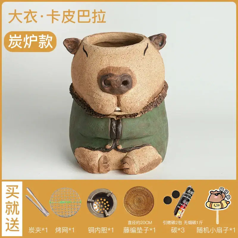 Handmade capybara carbon oven surrounding stove kitchen tea warmer