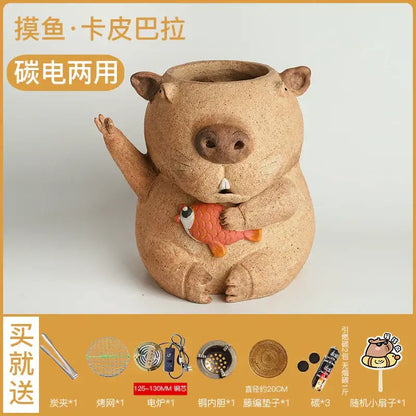 Handmade capybara carbon oven surrounding stove kitchen tea warmer