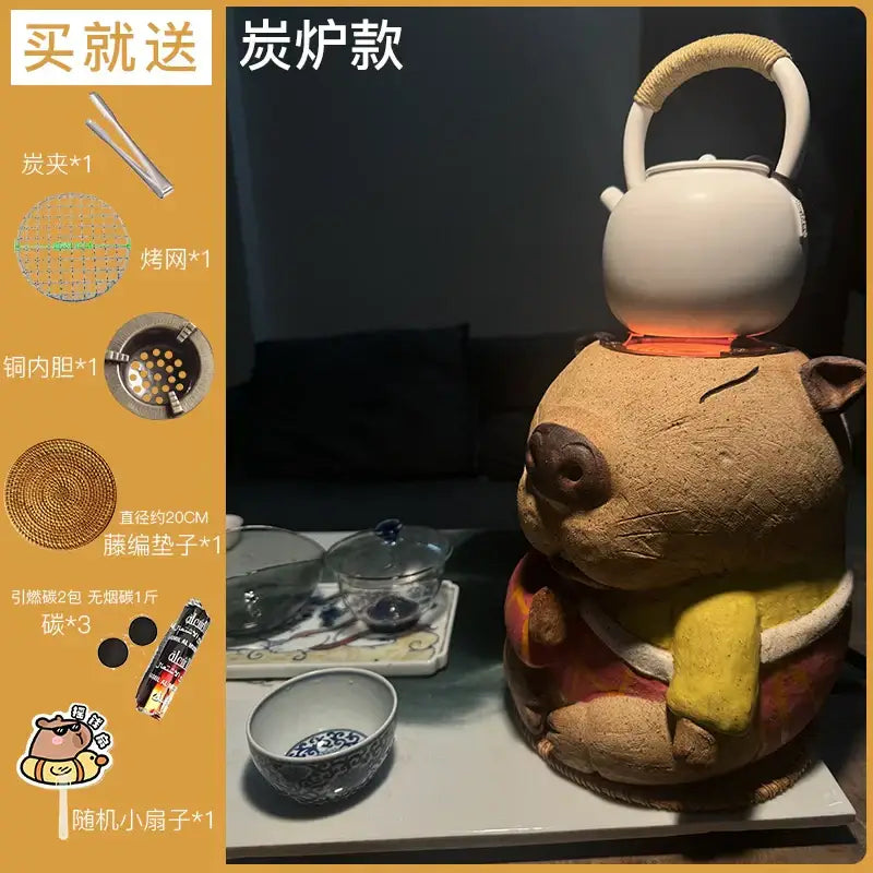 Handmade capybara carbon oven surrounding stove kitchen tea warmer