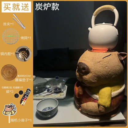 Handmade capybara carbon oven surrounding stove kitchen tea warmer