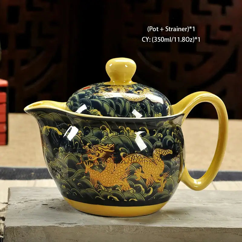 Handmade ceramic kung fu teapot – dining room dragon tea pot
