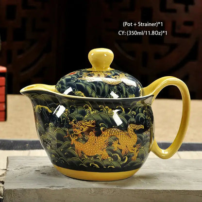 Handmade ceramic kung fu teapot – dining room dragon tea pot
