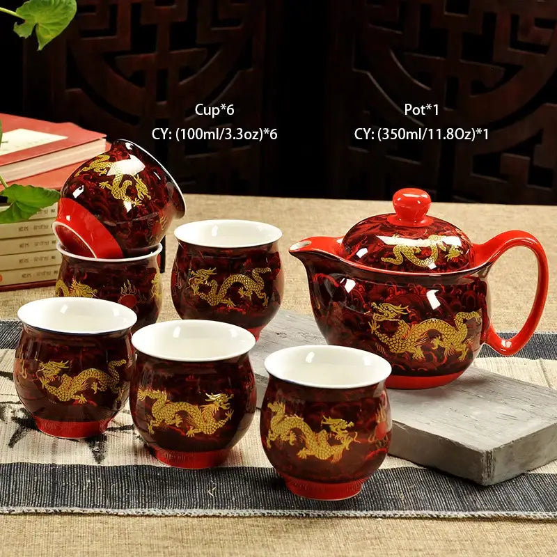 Handmade ceramic kung fu teapot – dining room dragon tea pot