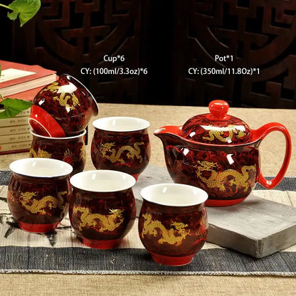 Handmade ceramic kung fu teapot – dining room dragon tea pot