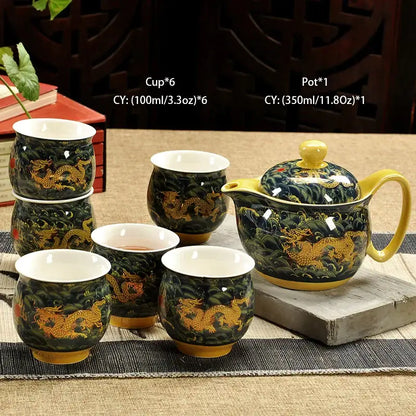 Handmade ceramic kung fu teapot – dining room dragon tea pot