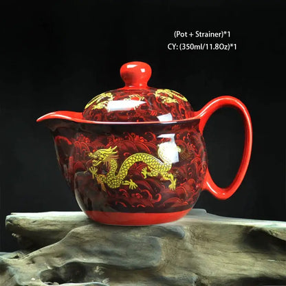 Handmade ceramic kung fu teapot – dining room dragon tea pot
