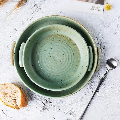 Handmade ceramic sushi plate set in speckled gray for dining room