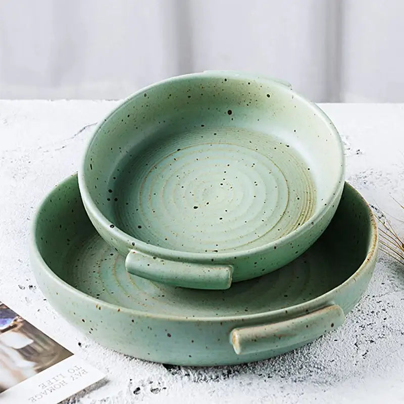 Handmade ceramic sushi plate set in speckled gray for dining room