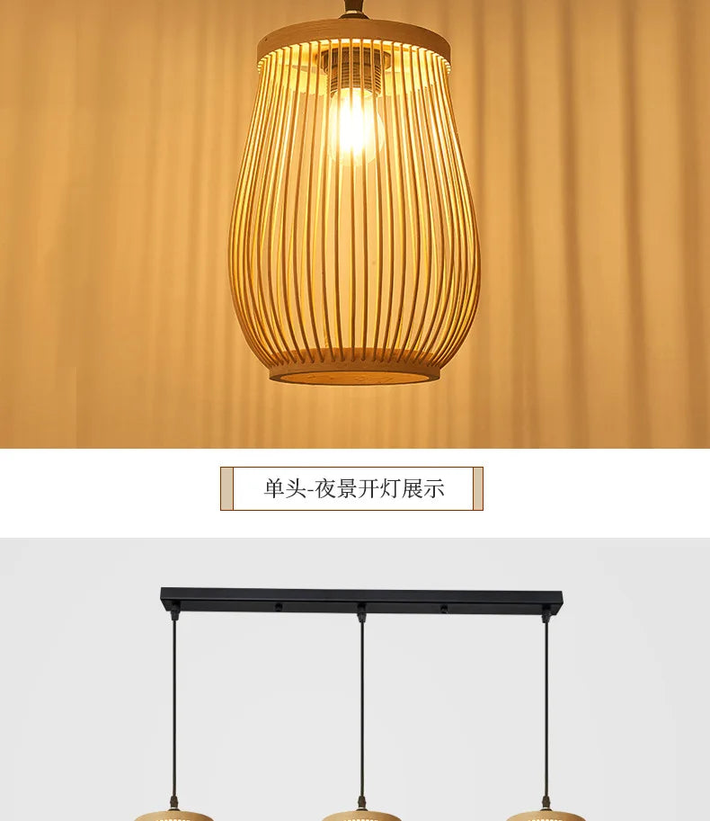 DecorBites™ Handmade Chinese Rattan Wicker Pendant Ceiling Light