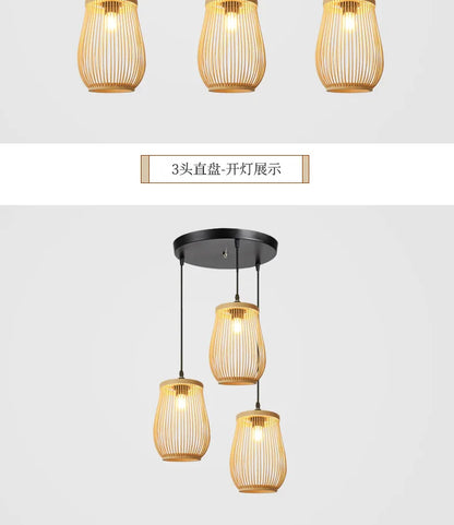 DecorBites™ Handmade Chinese Rattan Wicker Pendant Ceiling Light