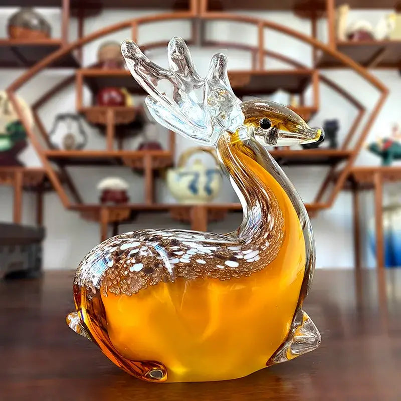 Handmade colorful crystal sika deer figurine living room glass decor