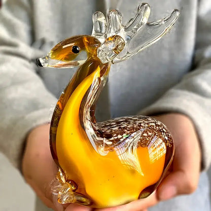 Handmade colorful crystal sika deer figurine living room glass decor